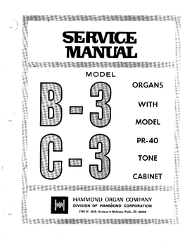 Hammond Organ B3-C3 Service Manual