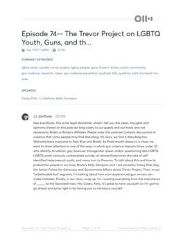 The Trevor Project on LGBTQ Youth, Guns, and Th... Tue, 11/17 7:33PM 37:00