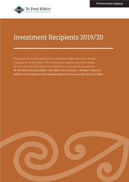 Investment Recipients 2019/20