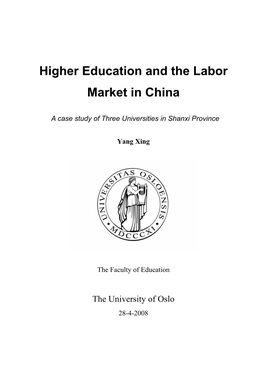 Higher Education and the Labor Market in China