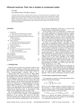 Ultracold Neutrons: Their Role in Studies of Condensed Matter