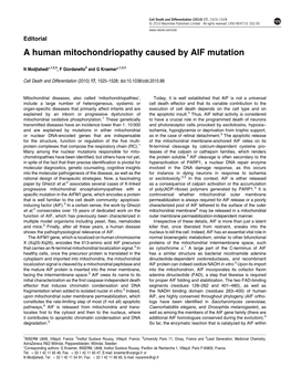 A Human Mitochondriopathy Caused by AIF Mutation