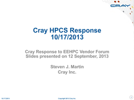 Cray HPCS Response 10/17/2013