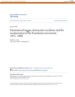 International Reggae, Democratic Socialism, and the Secularization of the Rastafarian Movement, 1972–1980 Stephen A