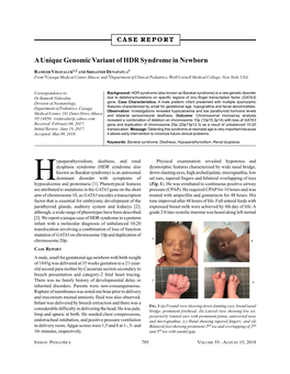 A Unique Genomic Variant of HDR Syndrome in Newborn