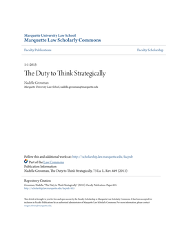 The Duty to Think Strategically