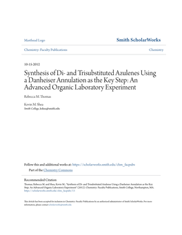 And Trisubstituted Azulenes Using a Danheiser Annulation As the Key Step: an Advanced Organic Laboratory Experiment Rebecca M