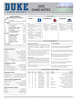 2015 Game Notes