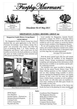 SHEPPARTON FAMILY HISTORY GROUP Inc Shepparton Family History Group Report Local Member for Shepparton, Jeanette Powell
