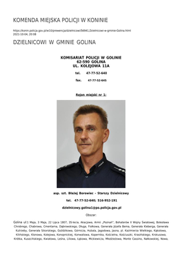 Dzielnicowi W Gminie Golina