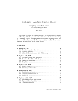 Math 223A - Algebraic Number Theory