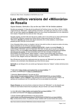 Les Millors Versions Del «Milionària» De Rosalía