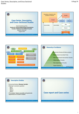 Case Series, Descriptive, and Cross-Sectional Studies