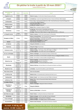 Où Pêcher La Truite À Partir Du 10 Mars 2018 ? (À Partir De 6H 59 Le 10 Mars)