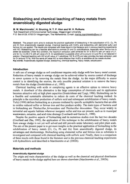 Bioleaching and Chemical Leaching of Heavy Metals from Anaerobically Digested Sludge