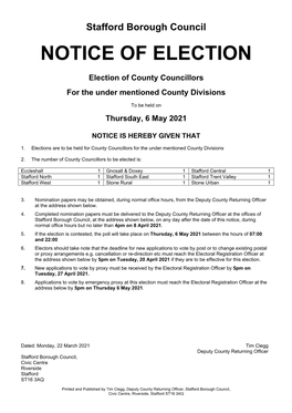 Notice of Election