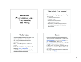 What Is Logic Programming? the Paradigm History