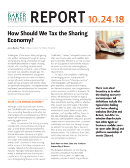 How Should We Tax the Sharing Economy?