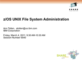 Z/OS UNIX File System Administration