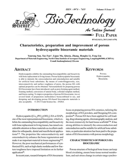 Characteristics, Preparation and Improvement of Porous Hydroxyapatite Bioceramic Materials