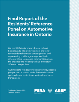 Final Report of the Residents' Reference Panel on Automotive