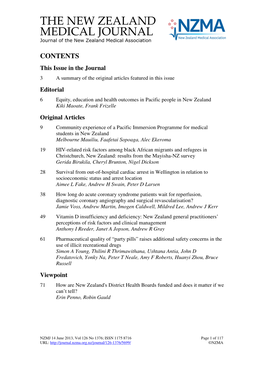 THE NEW ZEALAND MEDICAL JOURNAL Journal of the New Zealand Medical Association