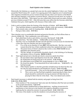 Paul's Epistle to the Galatians 1. Historically, the Galatians As A