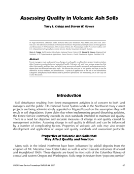 Assessing Quality in Volcanic Ash Soils