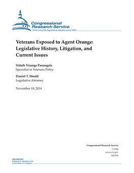 Veterans Exposed to Agent Orange: Legislative History, Litigation, and Current Issues