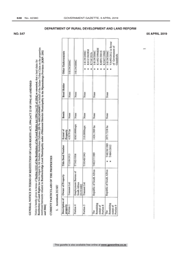 Restitution of Land Rights Act: Acornhoek 212 KU, Greenvalley 213 KU, Rooyboklaagte 215 KU and Craigieburn 462 KT: Comments Invi