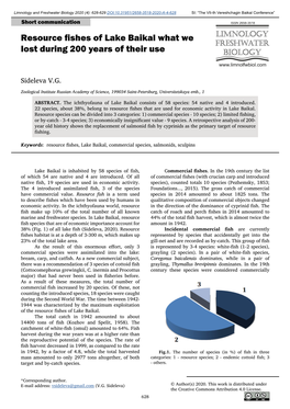 Resource Fishes of Lake Baikal What We Lost During 200 Years of Their Use