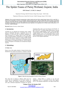 The Spider Fauna of Pariej Wetland, Gujarat, India