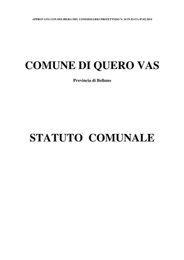 Comune Di Quero Vas Statuto Comunale