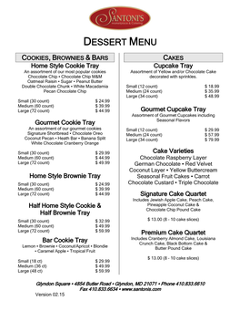 Dessert Menu