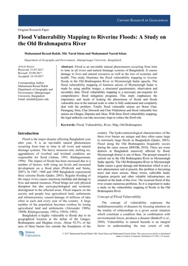 Flood Vulnerability Mapping to Riverine Floods: a Study on the Old Brahmaputra River