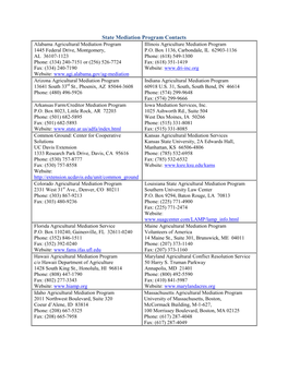 State Mediation Program Contacts Alabama Agricultural Mediation Program Illinois Agriculture Mediation Program 1445 Federal Drive, Montgomery, P.O