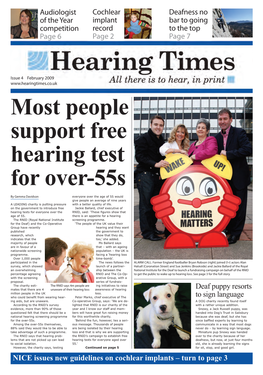 NICE Issues New Guidelines on Cochlear Implants – Turn to Page 3 2 News Hearing Times  February 2009