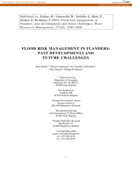 Flood Risk Management in Flanders: Past Developments and Future Challenges