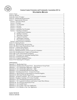 Gaston County ECA Standing Rules