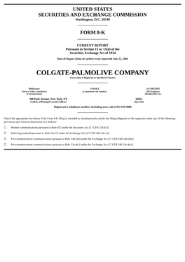 COLGATE-PALMOLIVE COMPANY (Exact Name of Registrant As Specified in Charter)