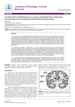 Cerebral Venous Malformation As a Cause of Neonatal Intra-Ventricular