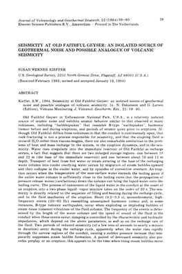 Journal of Volcanology and Geothermal Research, 22 (1984) 59--95 59 Elsevier Science Publishers B.V., Amsterdam -- Printed in the Netherlands