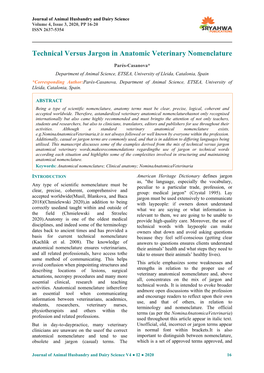 Technical Versus Jargon in Anatomic Veterinary Nomenclature