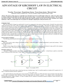 Advantage of Kirchhoff Law in Electrical Circuit