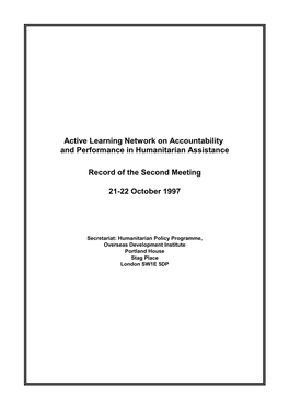 Active Learning Network on Accountability and Performance in Humanitarian Assistance