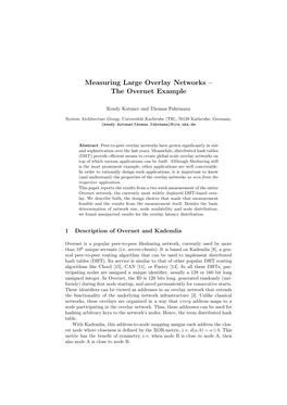 Measuring Large Overlay Networks – the Overnet Example