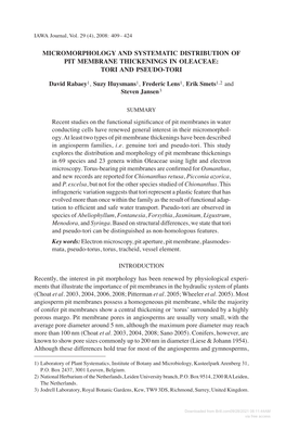 Downloaded from Brill.Com09/28/2021 08:11:44AM Via Free Access 410 IAWA Journal, Vol