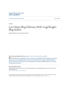 Law Library Blog (February 2018): Legal Beagle's Blog Archive Roger Williams University School of Law