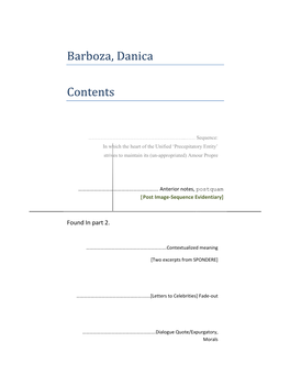 Barboza, Danica Contents