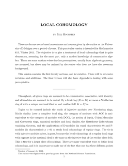 Local Cohomology